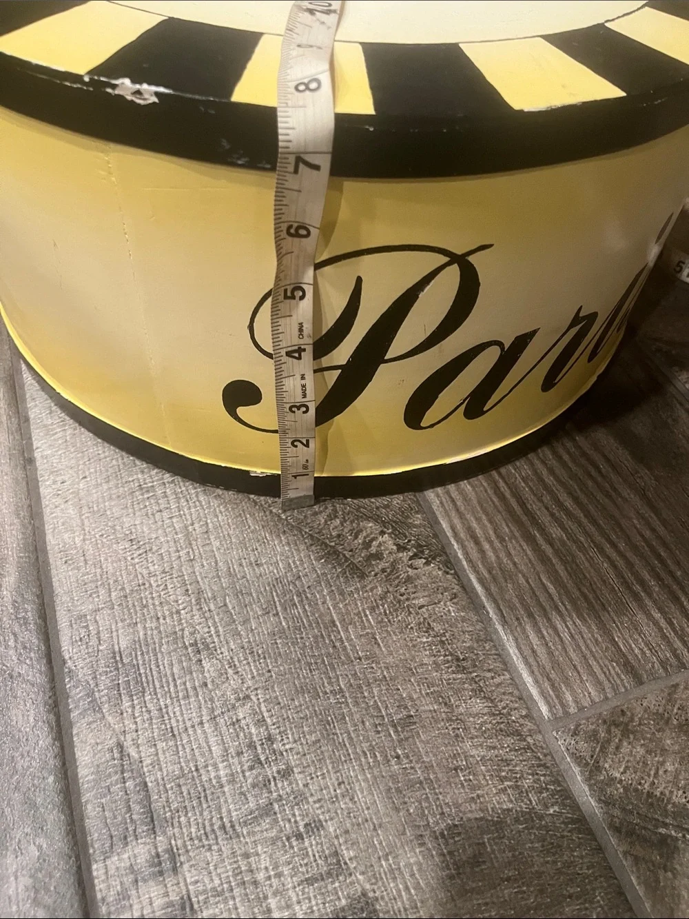 Set of 2 Decorative Round wooden hat Boxes - 'London' and 'Paris'